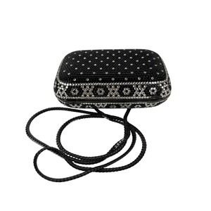 Daniel Ames Clutch Womens Black Silver Rhinestone Box Evening Made in Italy